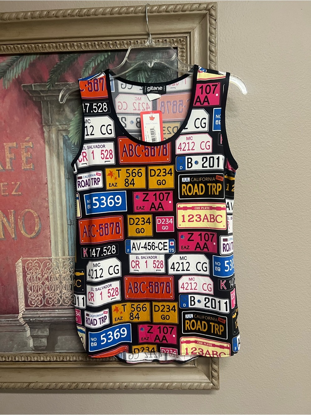 Gitane Printed Tank Top in Multicolor License Plates